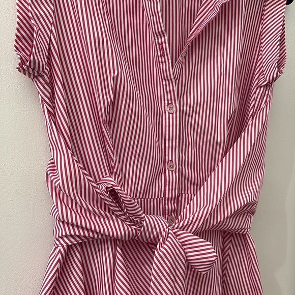 Neiman Marcus Red and White Striped Dress - small a 100% cotton - button up - Picture 3 of 6